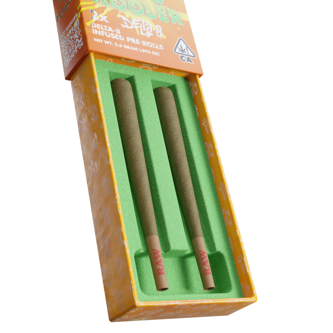 Opened Ekto Kooler King Size Delta 8 Pre-Rolls 2 X 1.2 Gram Joints