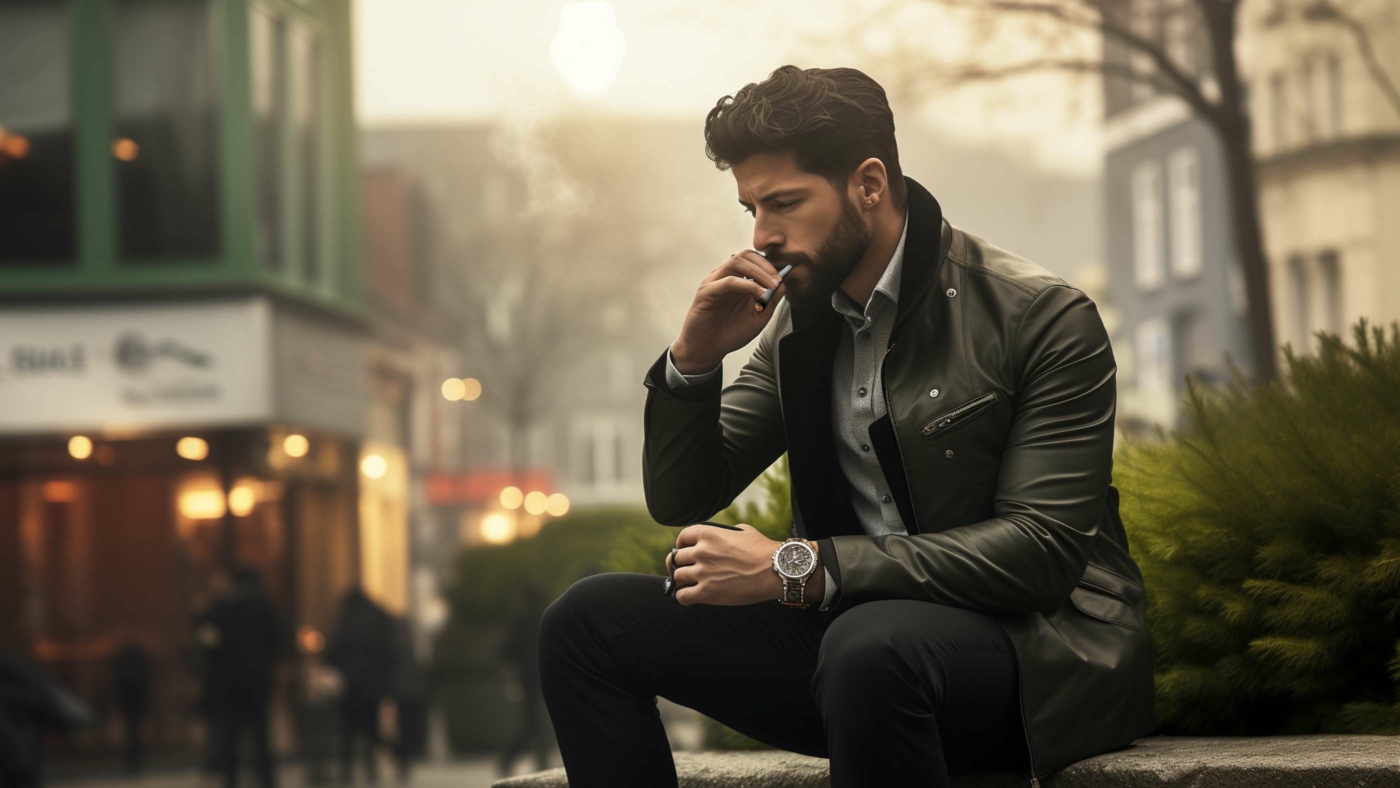 Indacloud. A Man Smoking Outside Looking At Wristwatch Streetsi 407B6456 9875 47E3 B949 856291679782